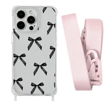 Чохол прозорий з ремінцем Print Mood swings для iPhone 12 | 12 PRO Bow Black/Pink Sand - ash-mobile.com.ua - фото 1