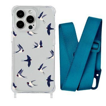 Чохол прозорий з ремінцем Print Happy Nice для iPhone 11 PRO Swallows/Forest Green - ash-mobile.com.ua - фото 1