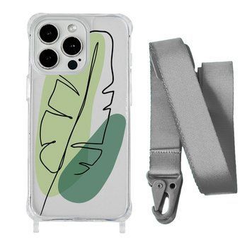 Чехол прозрачный с ремешком Print Leaves для iPhone 11 PRO Green/Silver - ash-mobile.com.ua - фото 1