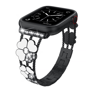 Ремешок Flower Steel Band для Apple Watch 42mm | 44mm | 45mm | 46mm | 49mm Black/White - ash-mobile.com.ua - фото 1