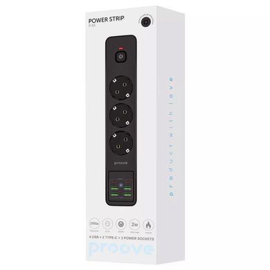 Мережевий фільтр Proove Power Strip P-03 (3 AC + 4 USB + 2 Type-C) 2m Black - ash-mobile.com.ua - фото 2