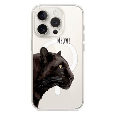 Чохол прозорий Print Meow with MagSafe для iPhone 14 PRO MAX Pantera Black - ash-mobile.com.ua - фото 1