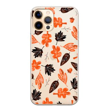 Чохол прозорий Print AUTUMN для iPhone 13 PRO MAX Leaves Orange