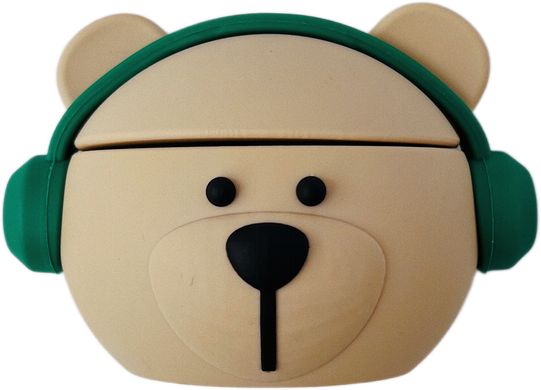 Чохол 3D для AirPods PRO Bear with headphones Biege купити