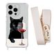 Чехол прозрачный с ремешком Print Mood swings для iPhone 13 PRO MAX Cat Wine/Antique White