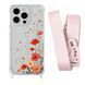 Чохол прозорий з ремінцем Print Flower для iPhone 14 Plus Autumn Blossom/Pink Sand