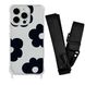 Чехол прозрачный с ремешком Print Flower Color для iPhone 14 PRO Black/Black