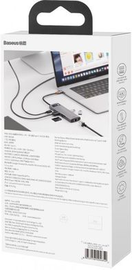 Перехідник для MacBook USB-C хаб Baseus Metal Gleam Series Multifunctional 8 в 1 Gray купити