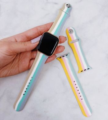 Ремінець Braided Rainbow для Apple Watch 42mm | 44mm | 45mm | 46mm | 49mm White/Red/Midnight Blue - ash-mobile.com.ua - фото 2