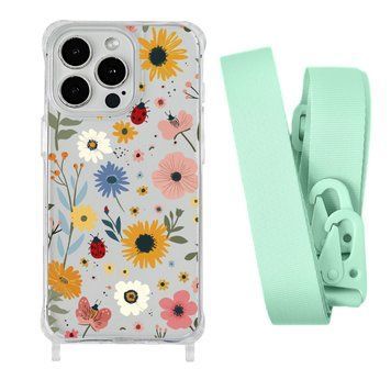 Чехол прозрачный с ремешком Print Flower для iPhone 7 | 8 | SE 2 | SE 3 Sunflower/Avocado - ash-mobile.com.ua - фото 1