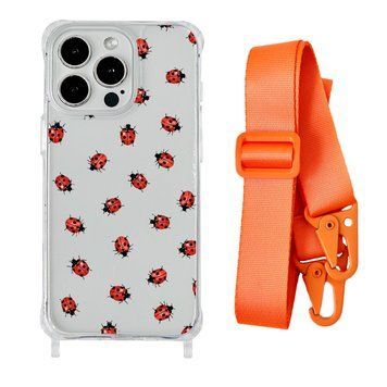 Чохол прозорий з ремінцем Print Happy Nice для iPhone 13 PRO MAX Lazybug/Orange - ash-mobile.com.ua - фото 1