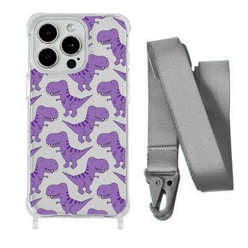 Чехол прозрачный с ремешком Print Dinosaur для iPhone 11 PRO MAX Dinosaur/Silver - ash-mobile.com.ua - фото 1