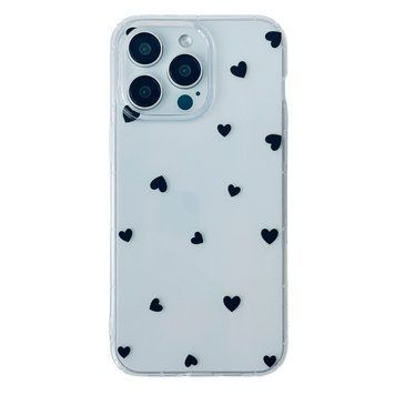 Чохол Transparent Hearts для iPhone 16 Plus Black - ash-mobile.com.ua - фото 1