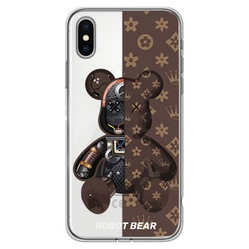 Чехол прозрачный Print Robot Bear для iPhone X | XS Brown - ash-mobile.com.ua - фото 1