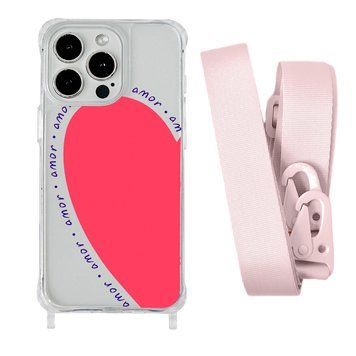 Чехол прозрачный с ремешком Print Mood swings для iPhone 17 Heart Amor/Pink Sand