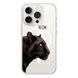 Чехол прозрачный Print Meow with MagSafe для iPhone 15 PRO Pantera Black