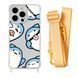 Чохол прозорий з ремінцем Print Shark для iPhone 15 PRO Shark More/Yellow
