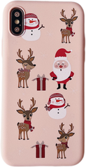 Чохол WAVE Fancy Case для iPhone X | XS Santa Claus/Deer/Snowman Pink Sand купити