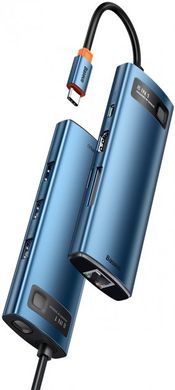 Перехідник для MacBook USB-C хаб Baseus Metal Gleam Series Multifunctional 8 в 1 Blue купити