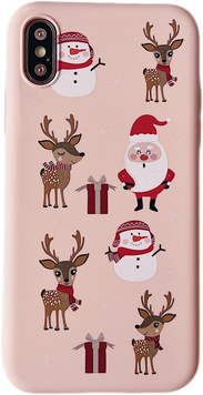 Чохол WAVE Fancy Case для iPhone X | XS Santa Claus/Deer/Snowman Pink Sand - ash-mobile.com.ua - фото 1