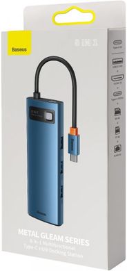 Переходник для MacBook USB-C хаб Baseus Metal Gleam Series Multifunctional 8 в 1 Blue купить
