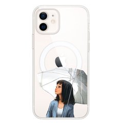 Чехол прозрачный Print AUTUMN with MagSafe для iPhone 12 MINI Girl White Umbrella купить
