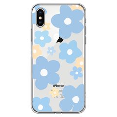 Чехол прозрачный Print Flower Color для iPhone X | XS Blue купить