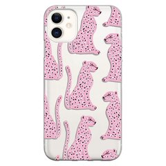 Чохол прозорий Print Meow для iPhone 11 Leopard Pink купити