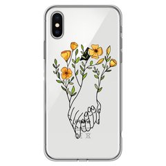 Чехол прозрачный Print Leaves для iPhone X | XS Hands Flower купить