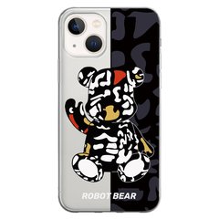 Чехол прозрачный Print Robot Bear для iPhone 13 MINI Black