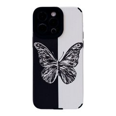 Чохол Ribbed Case для iPhone 15 PRO MAX Big Butterfly Black/White