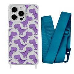 Чехол прозрачный с ремешком Print Dinosaur для iPhone XR Dinosaur/Forest Green - ash-mobile.com.ua - фото 1