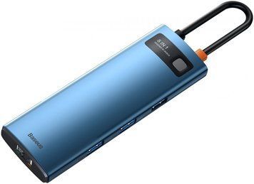 Перехідник для MacBook USB-C хаб Baseus Metal Gleam Series Multifunctional 8 в 1 Blue - ash-mobile.com.ua - фото 1