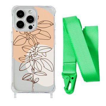 Чохол прозорий з ремінцем Print Leaves для iPhone 14 Plus Flowerpot/Lime Green - ash-mobile.com.ua - фото 1