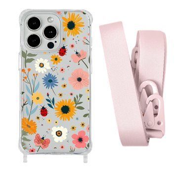 Чехол прозрачный с ремешком Print Flower для iPhone 7 | 8 | SE 2 | SE 3 Sunflower/Pink Sand - ash-mobile.com.ua - фото 1