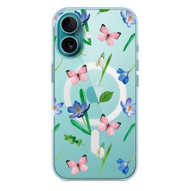 Чохол прозорий Print Butterfly with MagSafe для iPhone 17 Pink