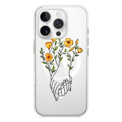 Чохол прозорий Print Leaves with MagSafe для iPhone 16e | 17e Hands Flower - ash-mobile.com.ua - фото 2