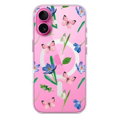 Чохол прозорий Print Butterfly with MagSafe для iPhone 17 Pink