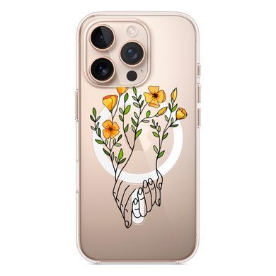 Чохол прозорий Print Leaves with MagSafe для iPhone 16e | 17e Hands Flower - ash-mobile.com.ua - фото 4