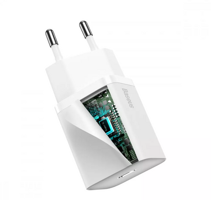 СЗУ Baseus Super Silicone PD Charger 20W (1 Type-C)+With Cable Type-C to Lightning White купить