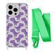 Чохол прозорий з ремінцем Print Dinosaur для iPhone 11 PRO MAX Dinosaur/Lime Green