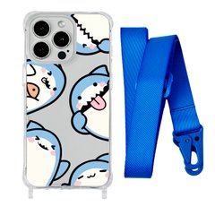 Чохол прозорий з ремінцем Print Shark для iPhone XR Shark More/Blue купити