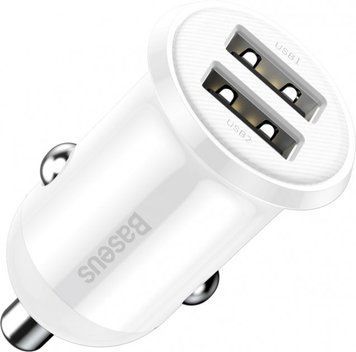 Автомобільний ЗП Baseus Grain PRO 4.8A 2USB White - ash-mobile.com.ua - фото 1