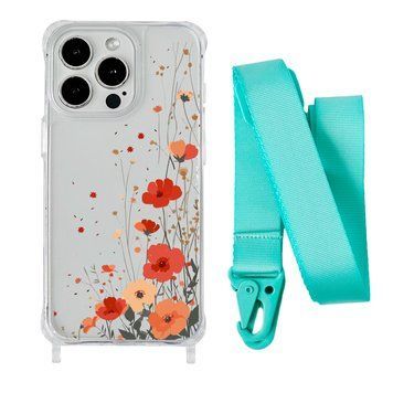 Чохол прозорий з ремінцем Print Flower для iPhone 14 Plus Autumn Blossom/Spearmint - ash-mobile.com.ua - фото 1