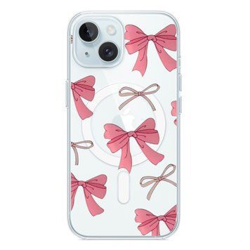 Чохол прозорий Print Mood swings with MagSafe для iPhone 15 Bow Pink - ash-mobile.com.ua - фото 1