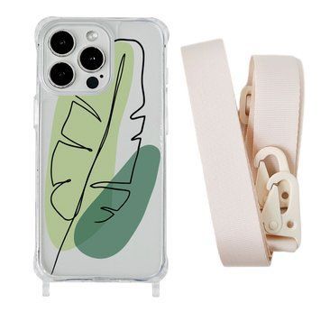 Чохол прозорий з ремінцем Print Leaves для iPhone 11 PRO MAX Green/Antique White - ash-mobile.com.ua - фото 1