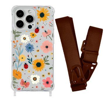 Чехол прозрачный с ремешком Print Flower для iPhone 7 | 8 | SE 2 | SE 3 Sunflower/Brown - ash-mobile.com.ua - фото 1