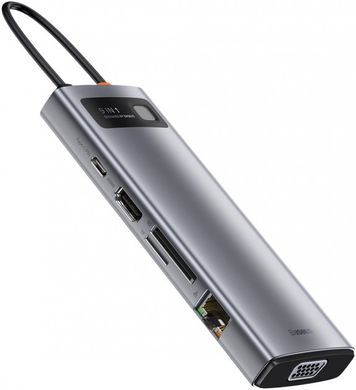 Переходник для MacBook USB-C хаб Baseus Metal Gleam Series Multifunctional 9 в 1 Gray купить