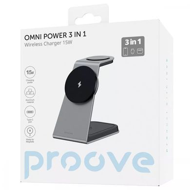 Бездротовий зарядний пристрій 3 в 1 Proove Omni Power 15W Gray - ash-mobile.com.ua - фото 2