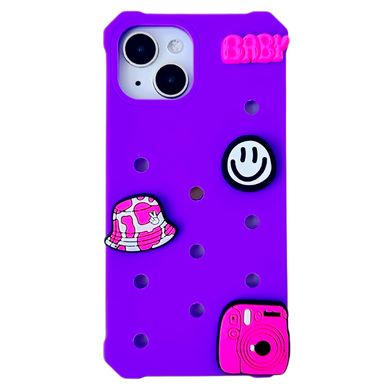Чохол Crocsі Case + 3шт Jibbitz для iPhone 13 PRO MAX Purple